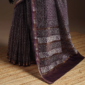 Chanderi silk hand batik saree 13 - handcrafted