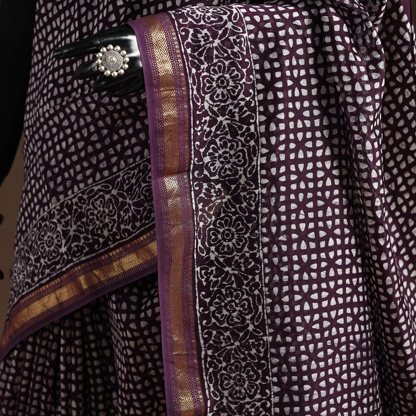 Chanderi silk hand batik saree 13 - handcrafted