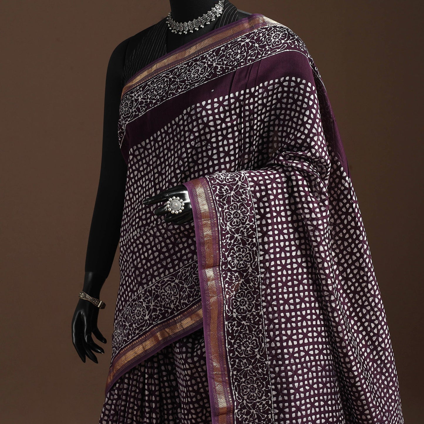 Chanderi silk hand batik saree 13 - handcrafted