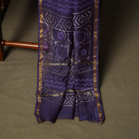 Chanderi silk hand block bagru print 3pc unstitched dress