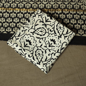 Chanderi silk hand block bagru print 3pc unstitched dress