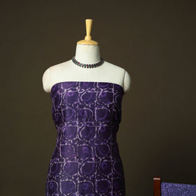 Chanderi silk hand block bagru print 3pc unstitched dress
