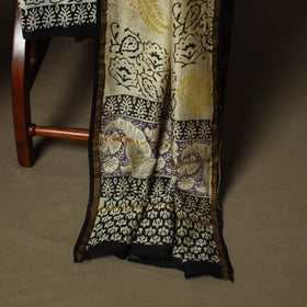 Chanderi silk hand block bagru print 3pc unstitched dress