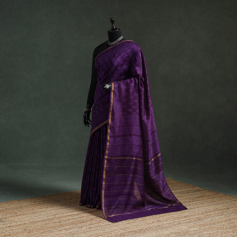 Chanderi silk hand block batik print saree 71 - handcrafted