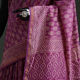 Chanderi silk hand block batik print saree 74 - handcrafted