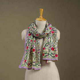 Purple Chanderi Silk Hand Embroidered Stole