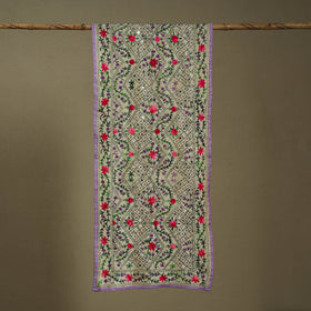 Purple Chanderi Silk Hand Embroidered Stole
