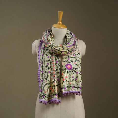  Chanderi Silk Hand Embroidered Stole