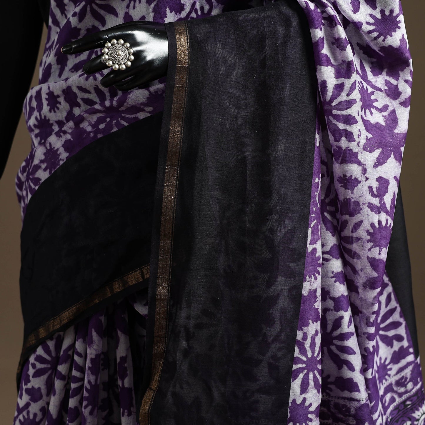 Chanderi silk hand sanganeri saree with zari border 01