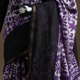 Chanderi silk hand sanganeri saree with zari border 01