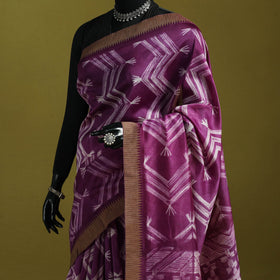 Chanderi silk nui shibori tie-dye saree with ghicha border