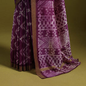 Chanderi silk nui shibori tie-dye saree with ghicha border