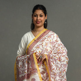 Purple - Block Print Chanderi Silk Sanganeri Dupatta 88