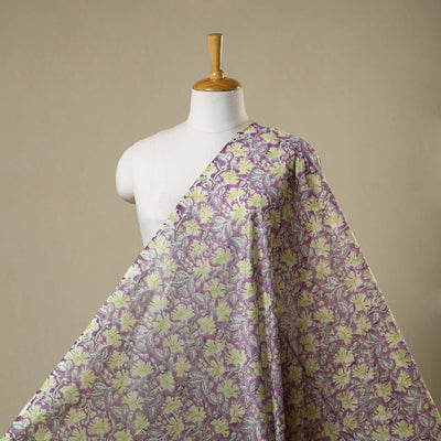 Purple - chanderi silk sanganeri fabric 11 - handcrafted