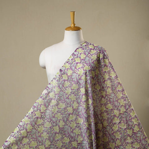 Purple - chanderi silk sanganeri fabric 11 - handcrafted