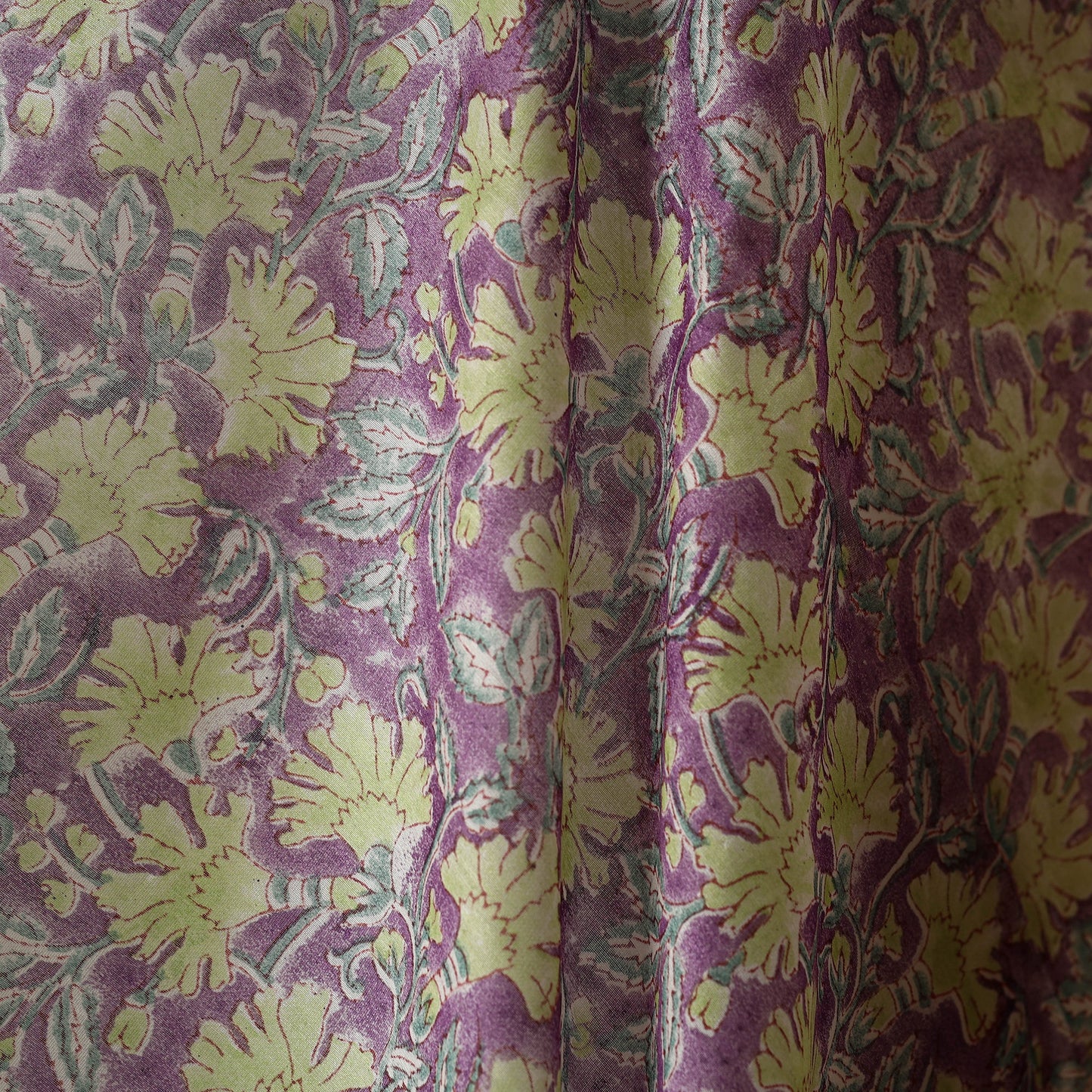 Purple - chanderi silk sanganeri fabric 11 - handcrafted