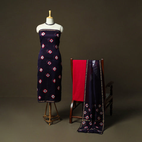 Chanderi silk shibori tie-dye 3pc unstitched dress material