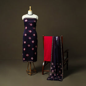 Chanderi silk shibori tie-dye 3pc unstitched dress material