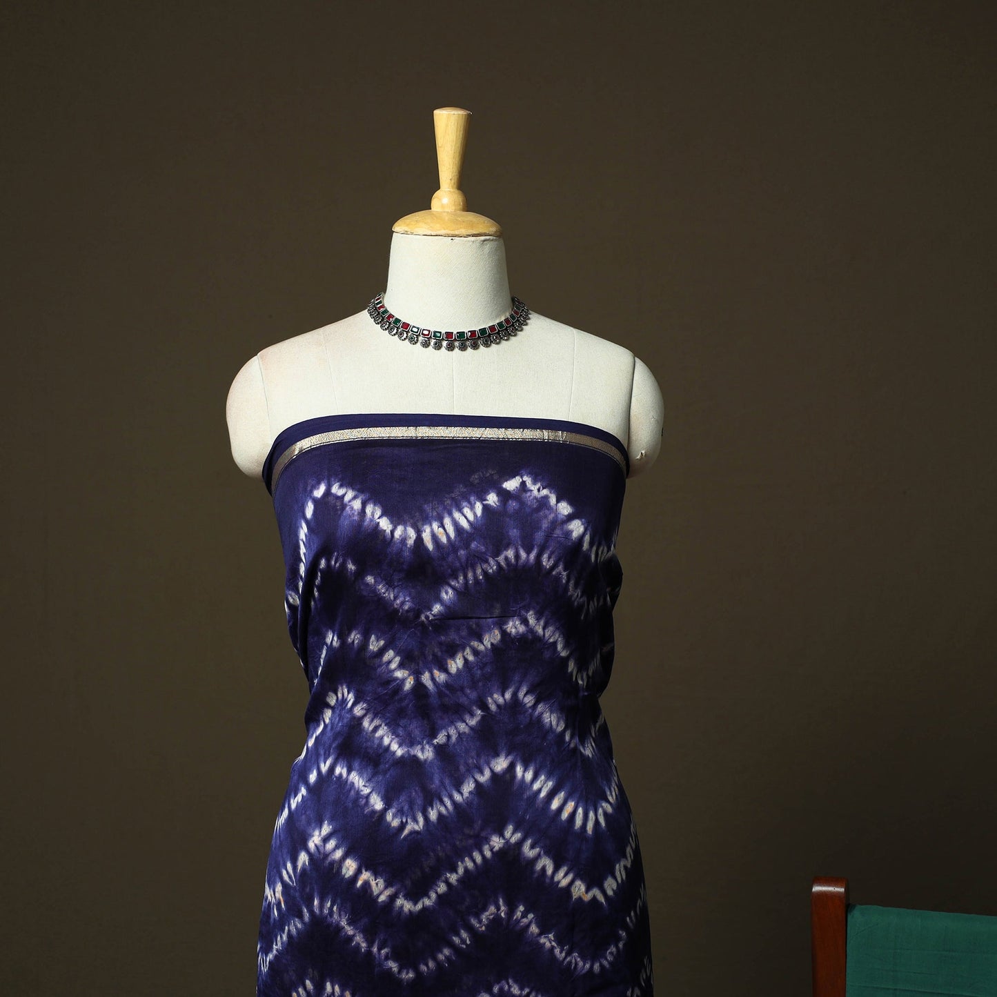 Chanderi silk shibori tie-dye 3pc unstitched dress material