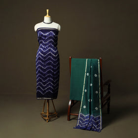 Chanderi silk shibori tie-dye 3pc unstitched dress material
