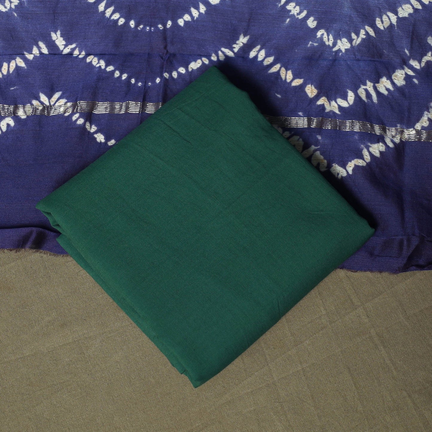 Chanderi silk shibori tie-dye 3pc unstitched dress material