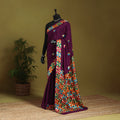 Purple - chinon silk hand embroidery phulkari saree 17