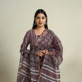 Buy Cotton Purple Batik Print Kurta Set