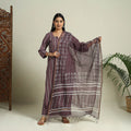 Buy Cotton Purple Batik Print Kurta Set