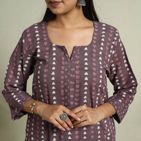 Buy Cotton Purple Batik Print Kurta Set