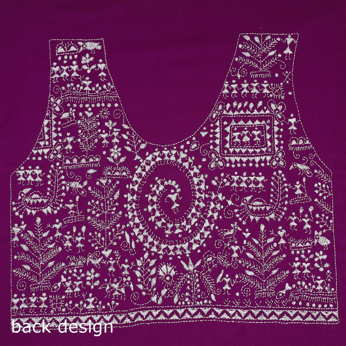 Purple Cotton Bengal Kantha Stitch Blouse Piece 