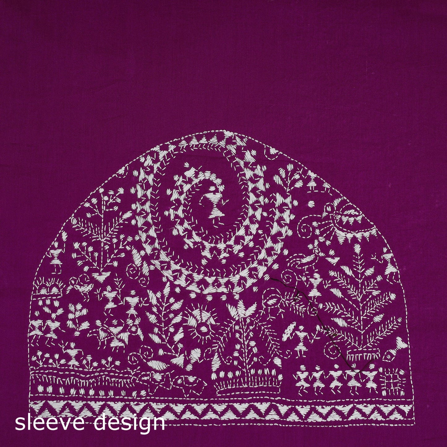 Purple Cotton Bengal Kantha Stitch Blouse Piece 