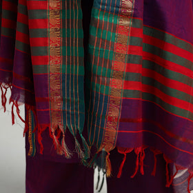 Buy Purple Cotton Dharwad Kurta Set with Palazzo & Dupatta