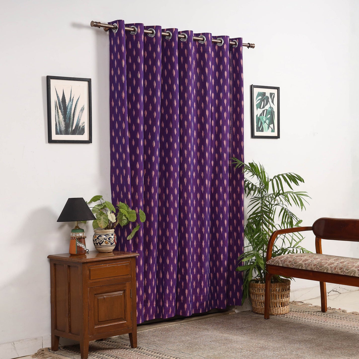 Purple - cotton door pochampally ikat curtain (7 x 3 feet)