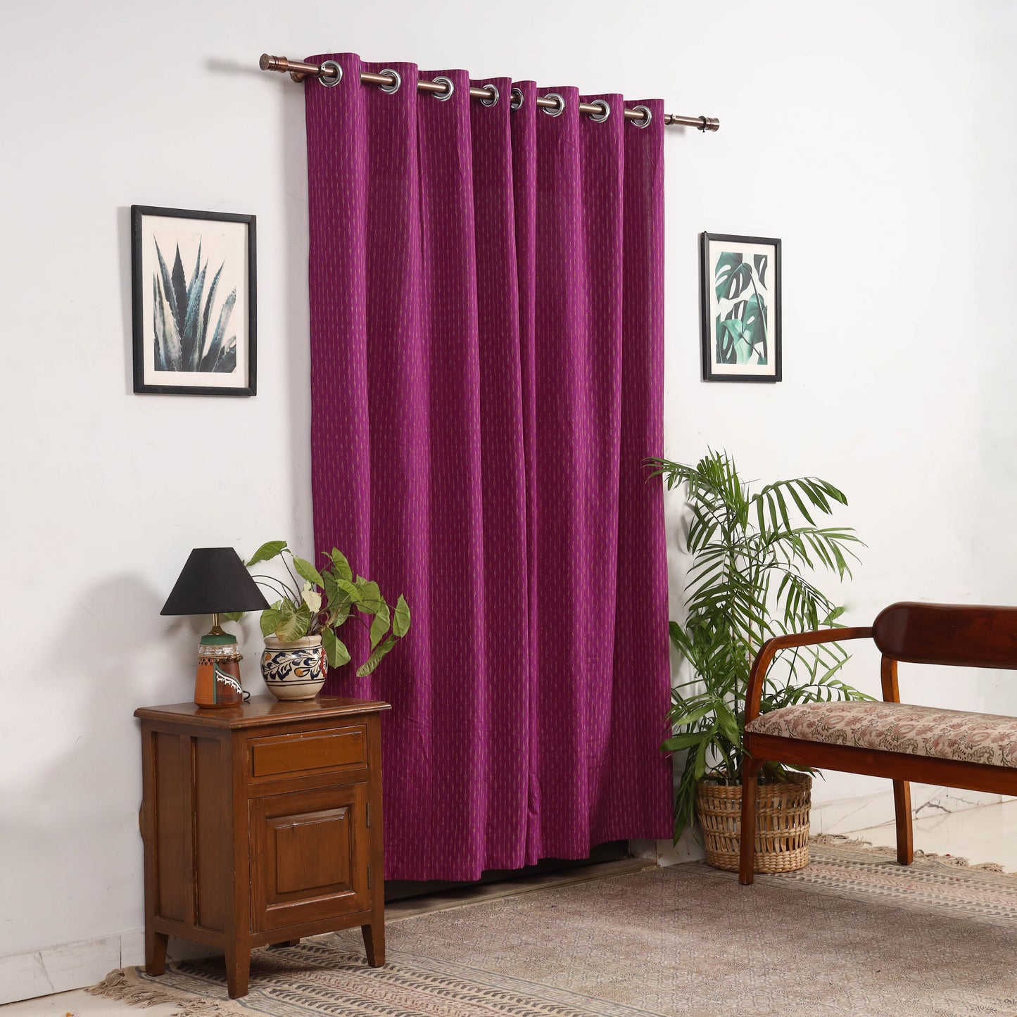 Purple - cotton door pochampally ikat curtain (7 x 3 feet)