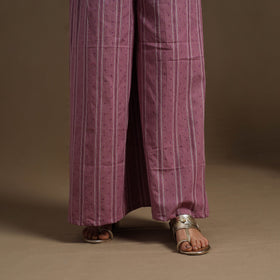 Buy Cotton Purple Flared Jacquard Palazzo