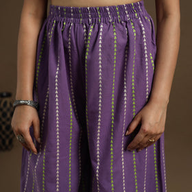  Cotton Purple Flared Jacquard Palazzo
