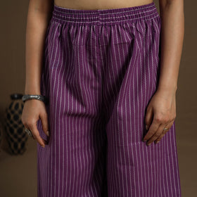  Cotton Purple Flared Jacquard Palazzo