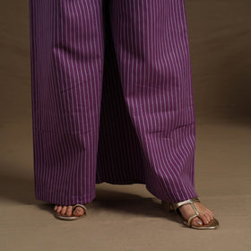  Cotton Purple Flared Jacquard Palazzo