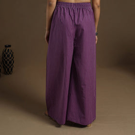  Cotton Purple Flared Jacquard Palazzo