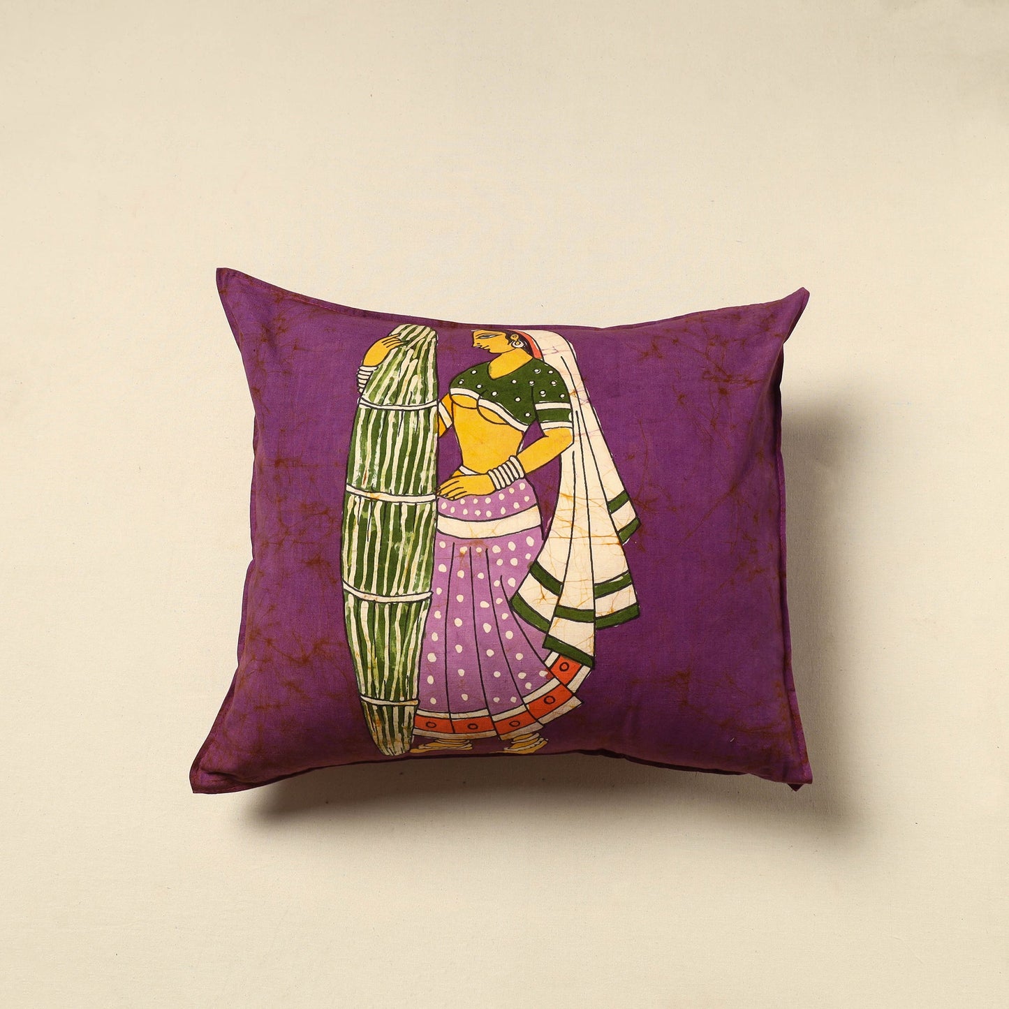 Buy Purple Pure Cotton Hand Batik Cushion Cover