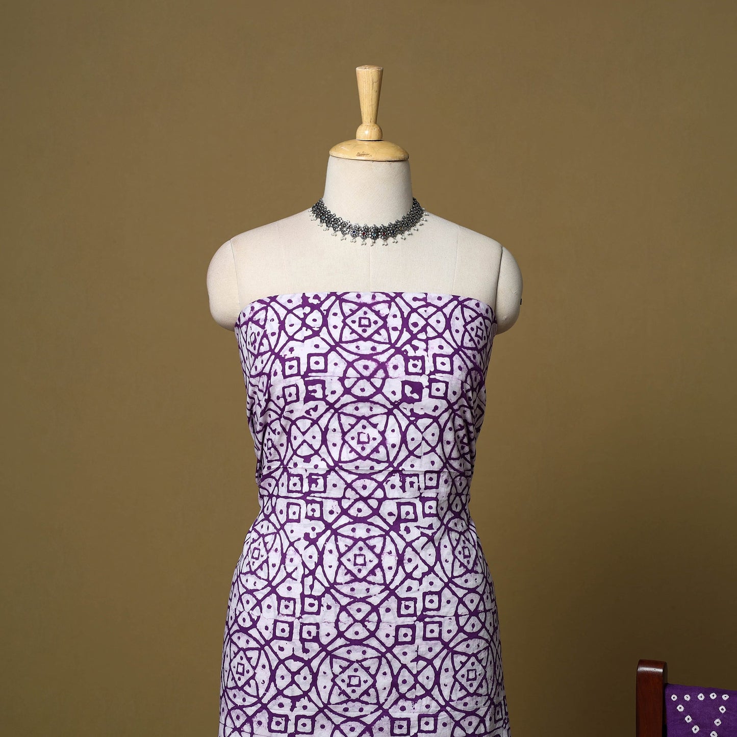 Pink - cotton hand kutch batik 3pc unstitched dress