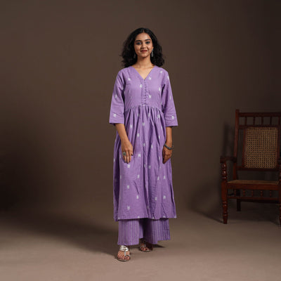 Purple - cotton jacquard kurta set (set of 2) 06