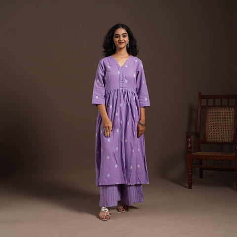 Purple - cotton jacquard kurta set (set of 2) 06