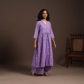 Purple - cotton jacquard kurta set (set of 2) 06
