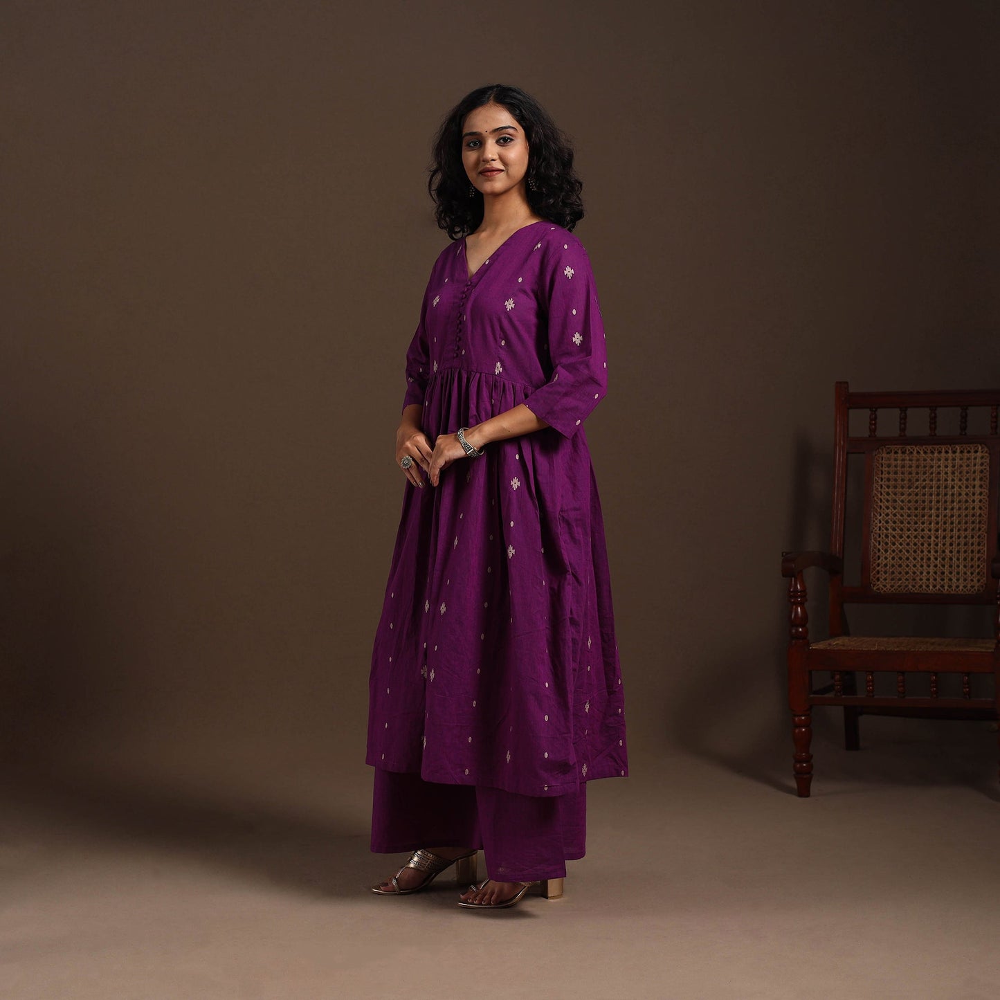 Purple - cotton jacquard kurta set (set of 2) 12