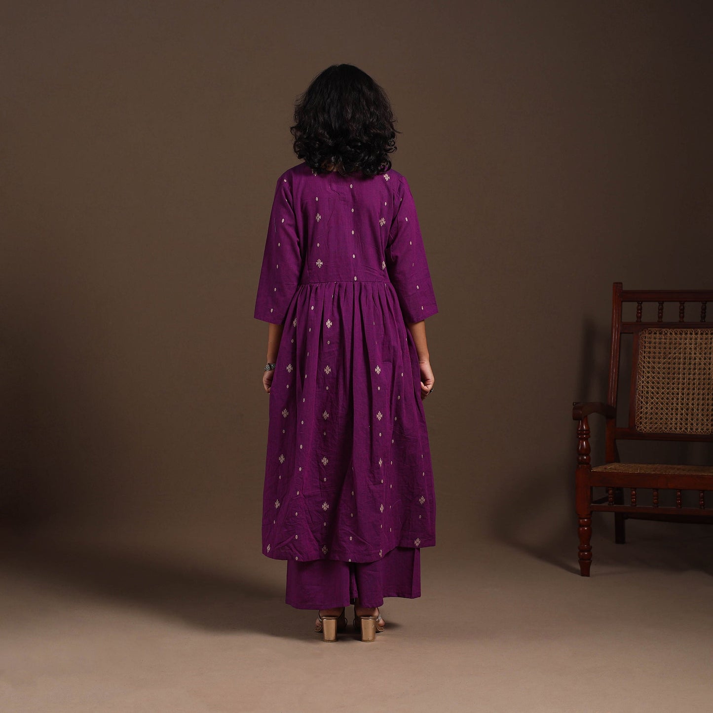 Purple - cotton jacquard kurta set (set of 2) 12