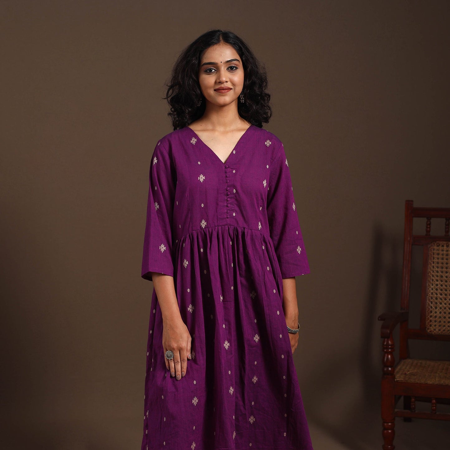 Purple - cotton jacquard kurta set (set of 2) 12