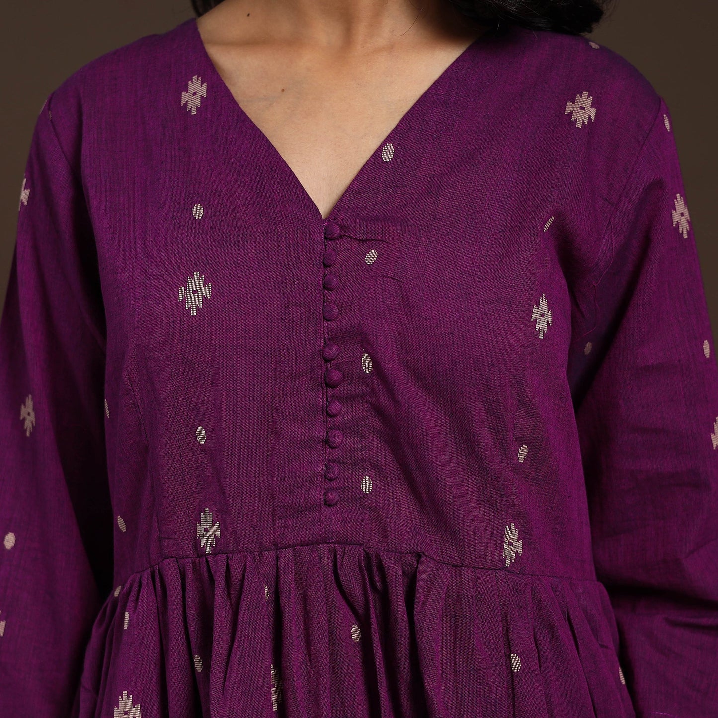 Purple - cotton jacquard kurta set (set of 2) 12