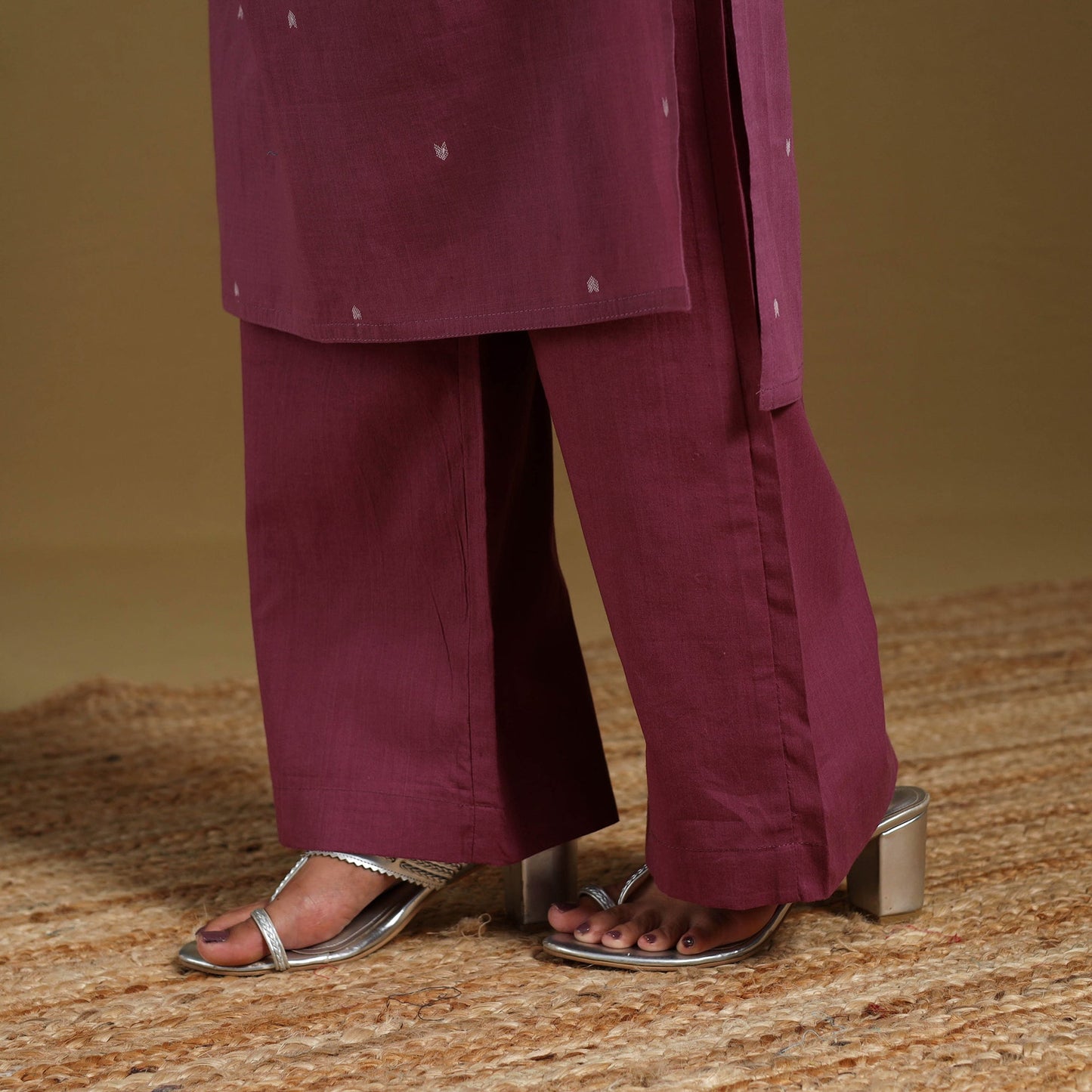 Purple - cotton jacquard kurta set (set of 3) 02