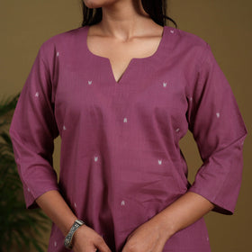 Purple - cotton jacquard kurta set (set of 3) 02